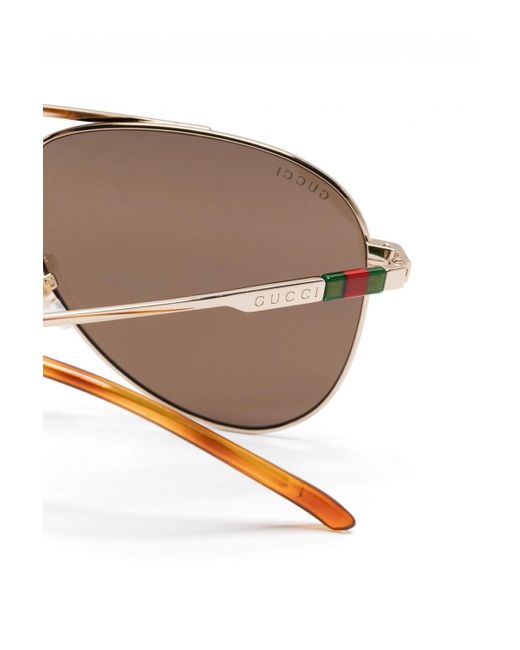 Gucci Metallic Webbing Aviator Sunglasses