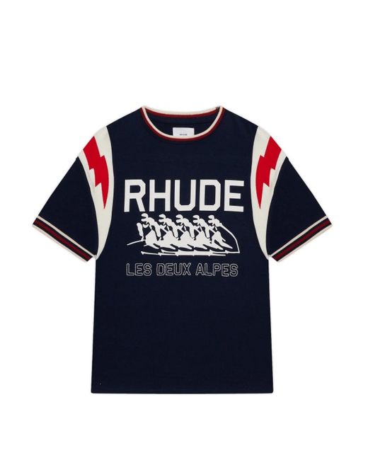Rhude Blue Lighting Ringer Tee for men