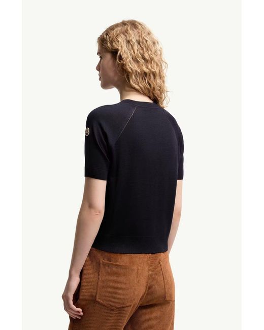 Moncler Blue Knitted T Shirt for men