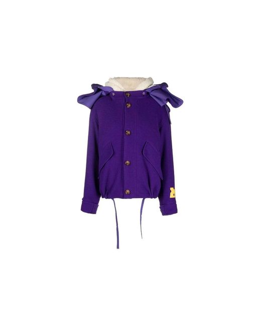 Off-White c/o Virgil Abloh Purple Wool Hooded Parka