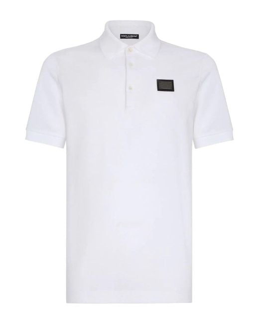 Dolce & Gabbana White Essentials Plaque Polo for men