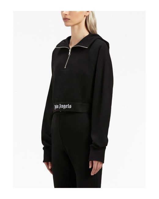 Palm Angels Black Logo Tape Zip Hoody
