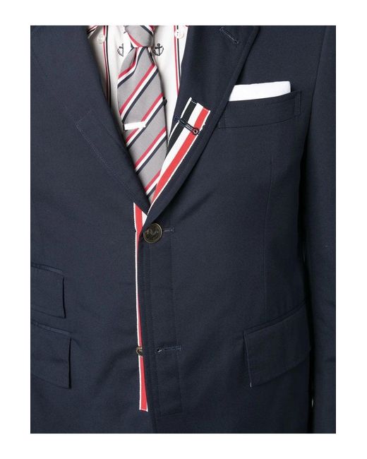 Thom Browne Blue Fit 5 Rwb Placket Jacket for men