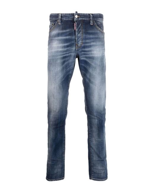 DSquared² Blue Distressed-effect Slim-leg Jeans for men