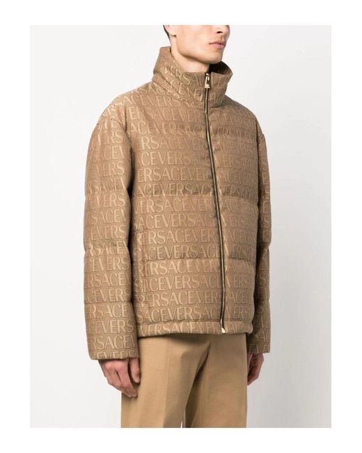 Versace Brown All Over Down Jacket for men