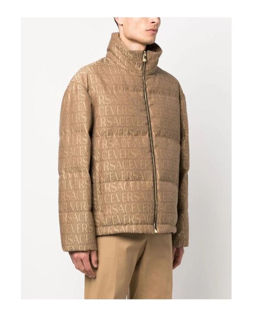 Versace Brown All Over Down Jacket for men