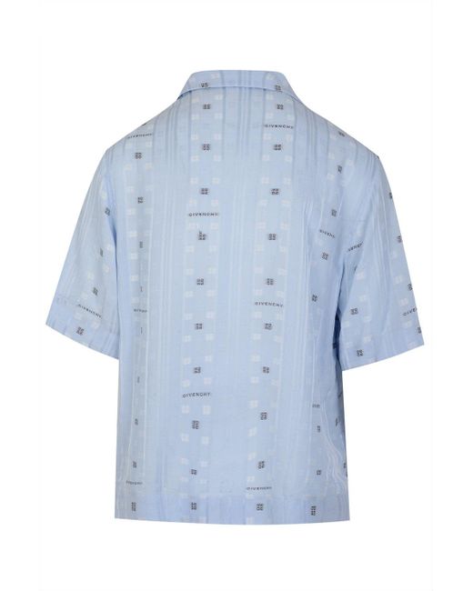 Givenchy Blue Boxy Shirt Hawaiian Collar for men