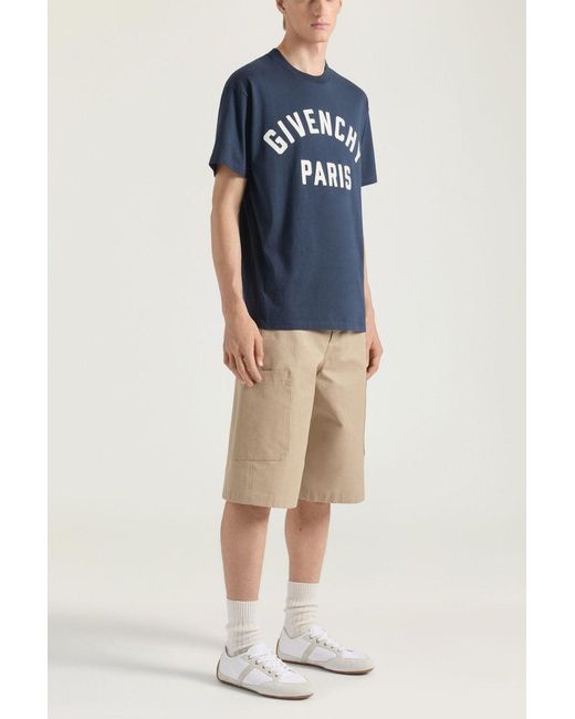 Givenchy Blue Regular Fit Paris T Shirt for men