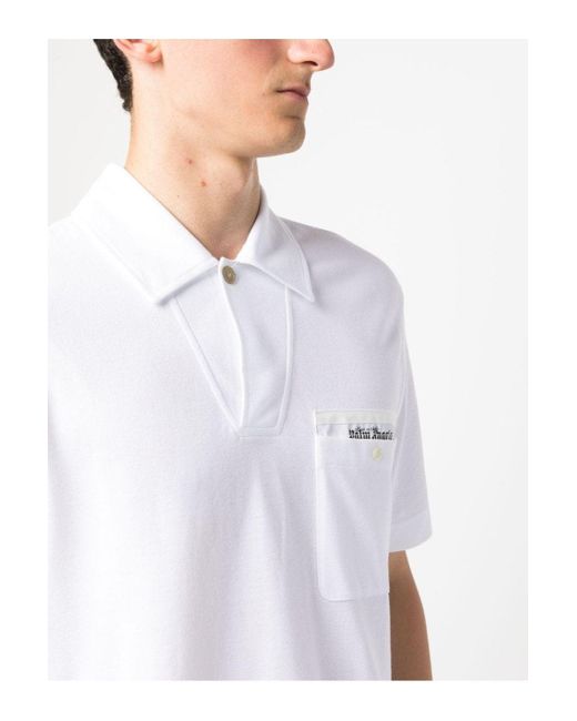 Palm Angels White Sartorial Tape Button Polo for men