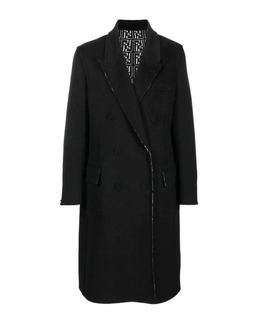 Fendi Black Reversible Woven Wool Coat for men