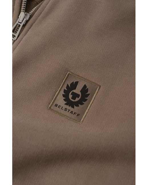 Belstaff Brown Patch Logo 1/4 Zip Sweatshirt for men