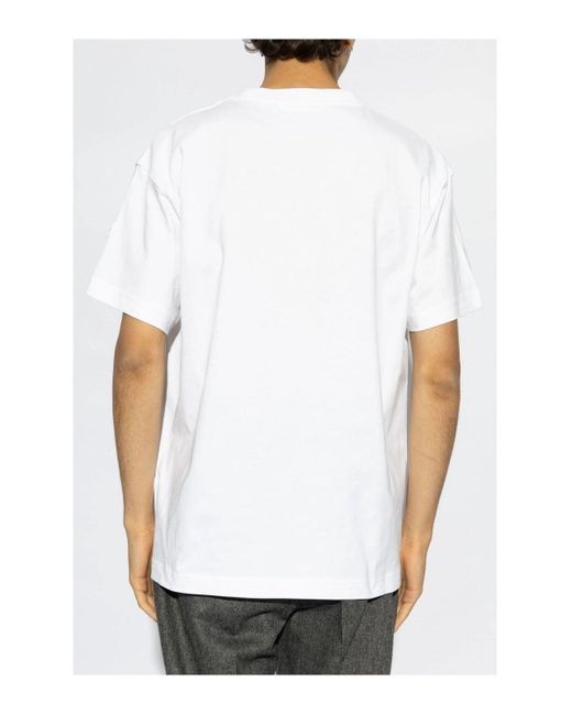 Moncler White Multi Logo Cotton T Shirt for men