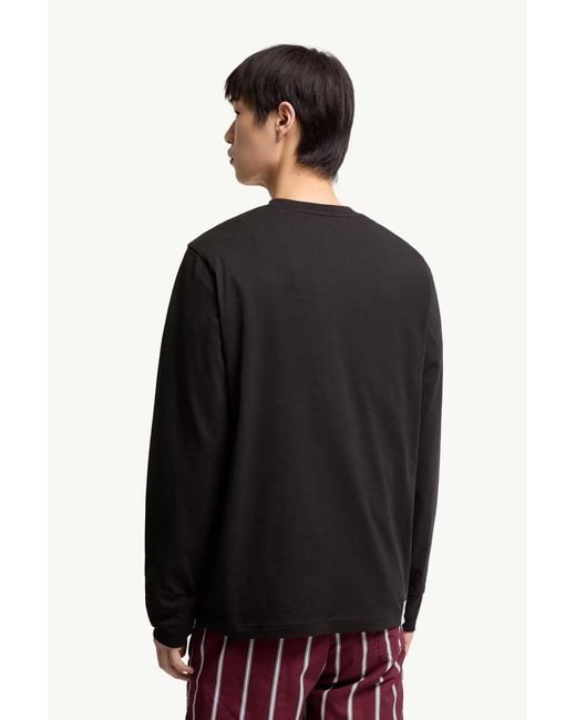 Moncler Black Patch Logo Ls Cotton T Shirt for men