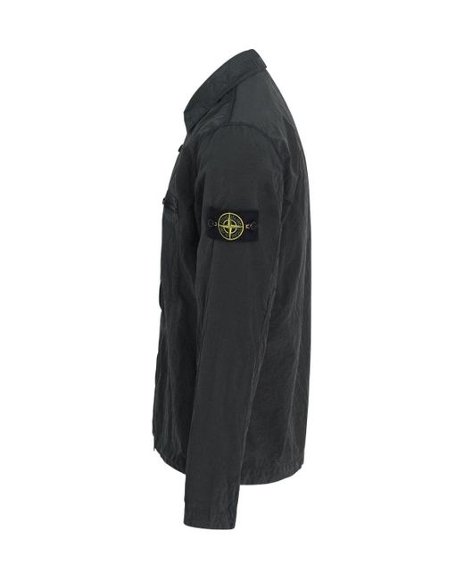 Stone island nylon hot sale metal overshirt black