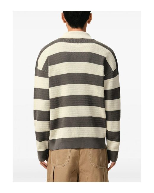 AMI Natural Ajoure Stripped Cotton Knit for men