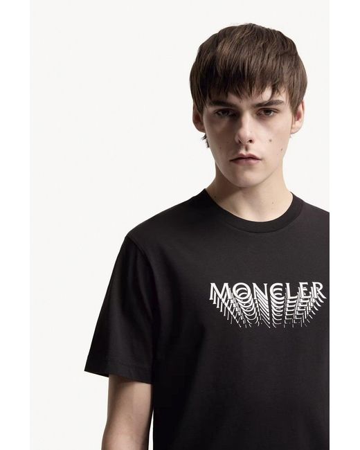 Moncler Black Text Logo T Shirt for men