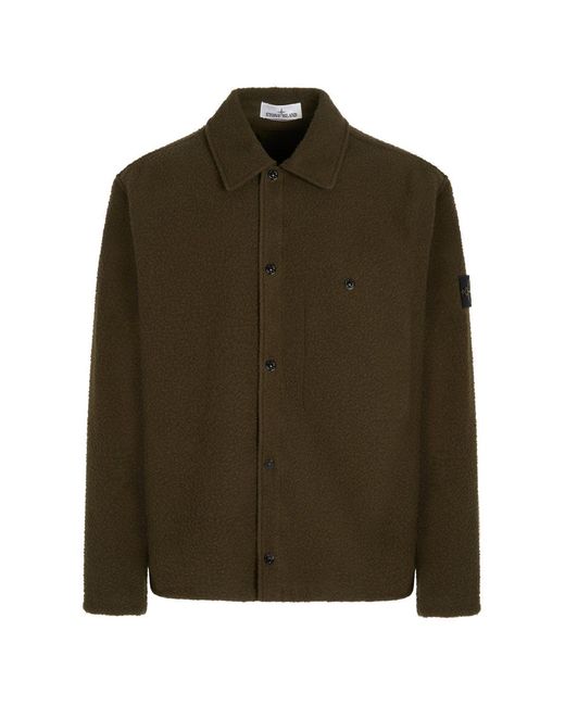 Stone Island Green S0214 Compass Badge Overshirt for men