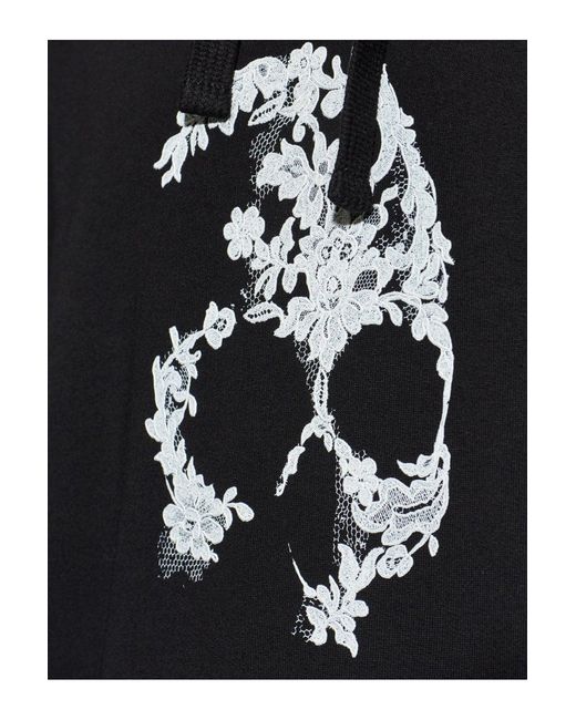 McQueen Blue Lace Skull Hooded Top for men