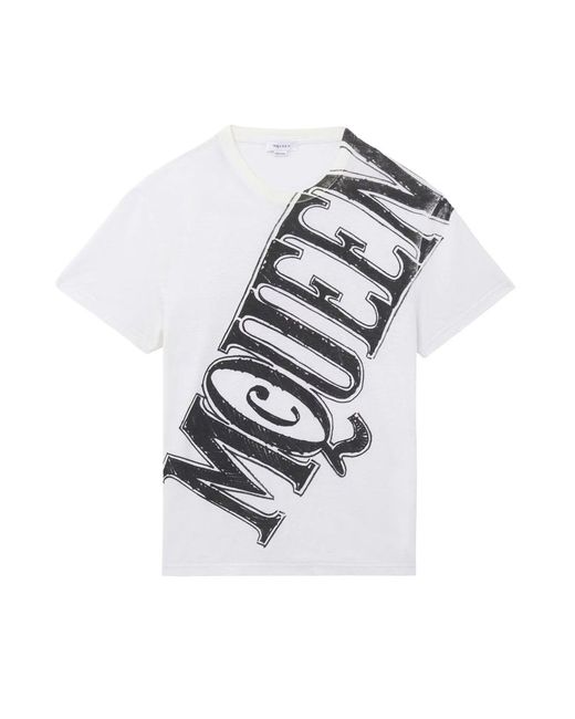 McQueen White Slashed Logo T-shirt for men