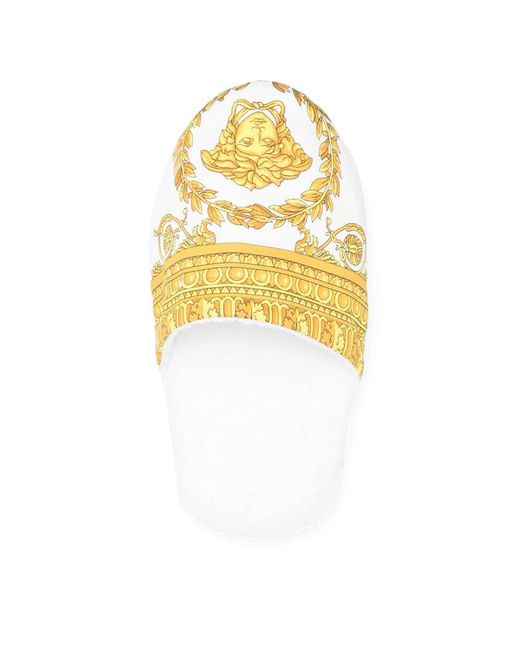 Versace Metallic Baroque Bath Slippers