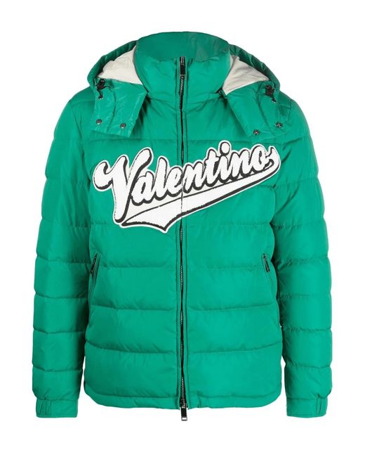 Valentino Green Hooded Down Jacket for men