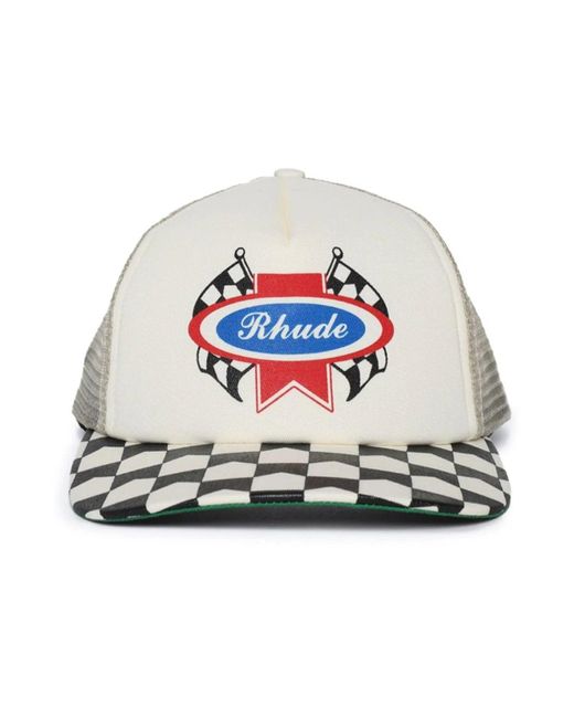 Rhude Chevron Rally Trucker Hat in White