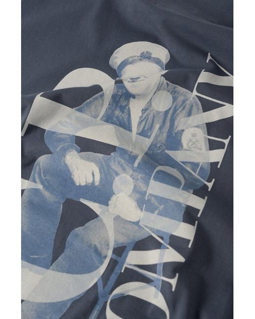 C P Company Blue 30/1 British Sailor Logo T Shirt for men