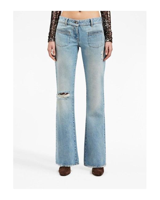Palm Angels Womens Lw Denim Bootcut Jeans Blue