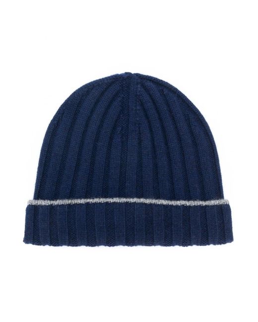 Brunello Cucinelli Blue Cashmere Beanie for men