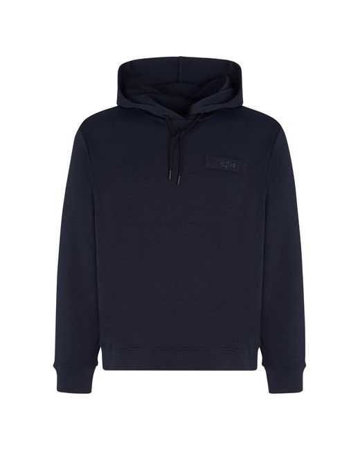 Paul & Shark Blue Active Fleece Soft Cotton Blend Hoodie for men