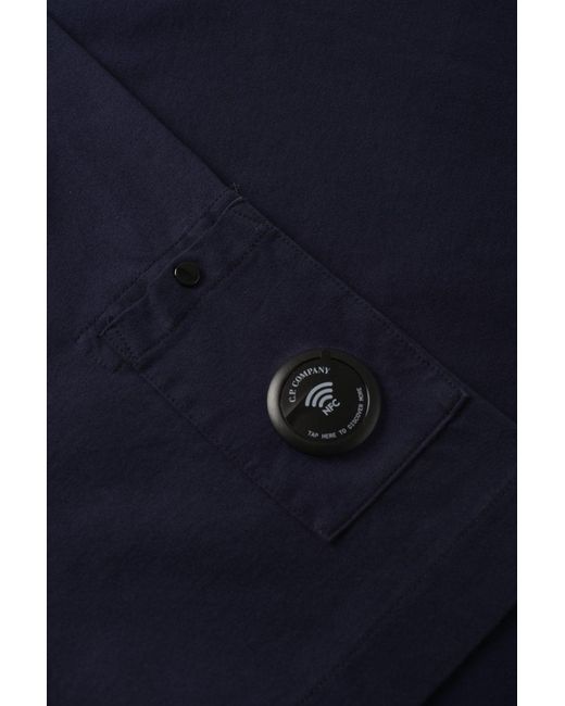 C P Company Blue 30/2 Mercerized Sleeve Lens T Shirt for men