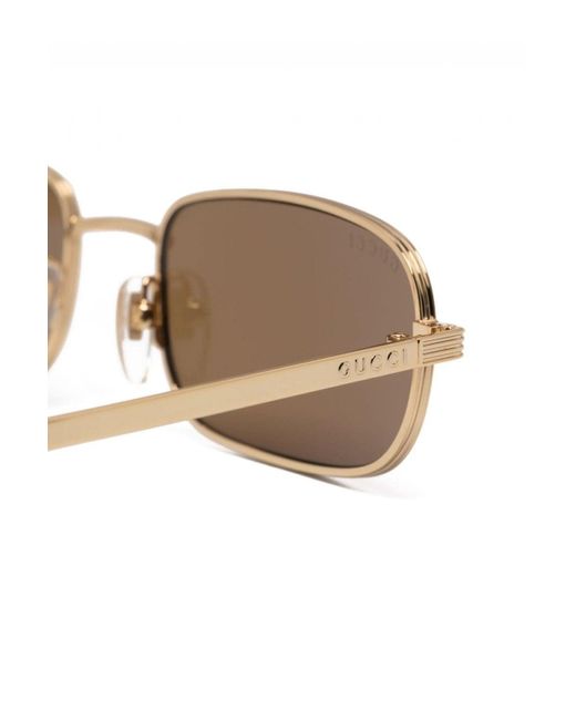 Gucci Metallic Rectangular Frame Sunglasses