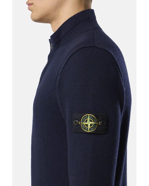 Stone Island Blue Button Thru 5100040 Sweater for men