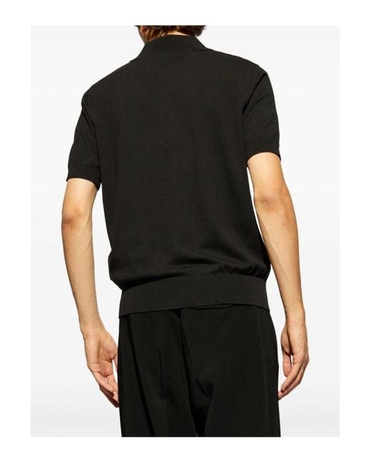 DSquared² Black Plate Branding Knitted Polo for men