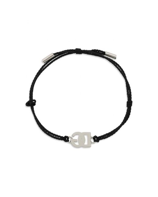 Dolce & Gabbana Black Dg Leather Bracelet for men