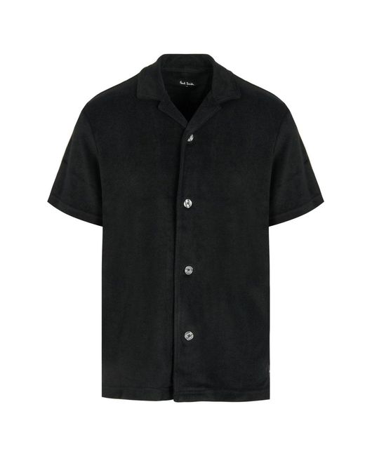 Paul Smith Black Short Sleeved Toweling Striped Shirt for men