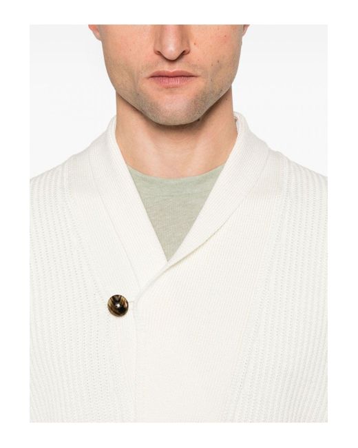Tom Ford White Merino Silk Button Shawl Sweater for men