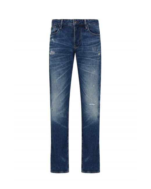 Emporio Armani Blue Vintage J06 Denim Jeans for men