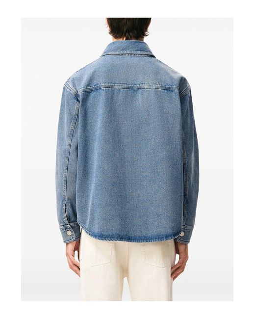 AMI Blue Knitted Adc Denim Shirt for men