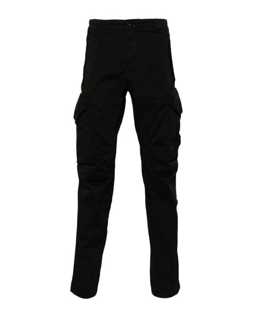 C P Company Black Stretch Sateen Utility Pants for men