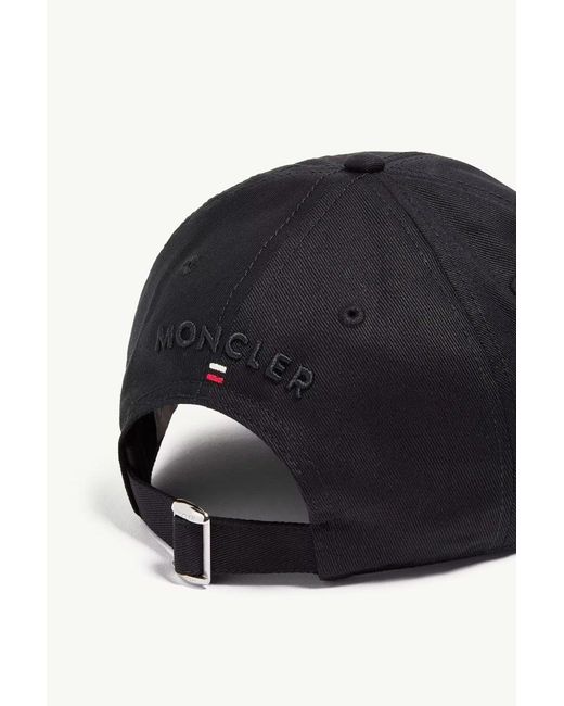 Moncler Black Triple Logo Cap for men