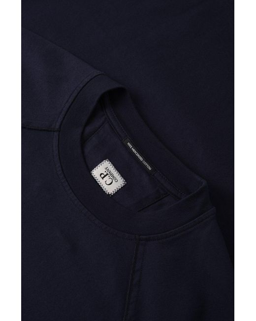 C P Company Blue 30/2 Mercerized Sleeve Lens T Shirt for men