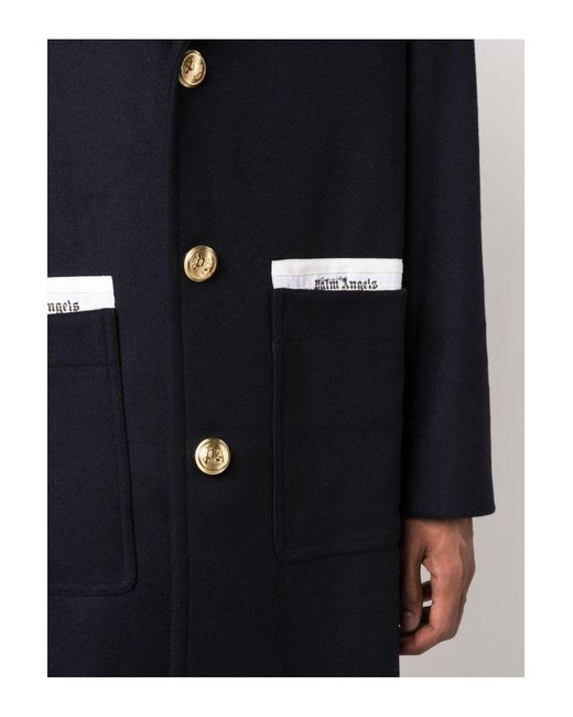 Palm Angels Blue Sartorial Tape Uniform Coat for men