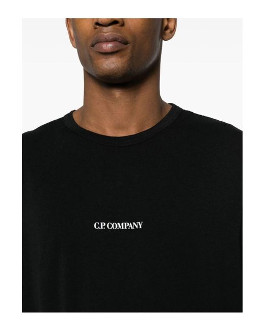 C P Company Black Garment Dyed Logo T-shirt for men