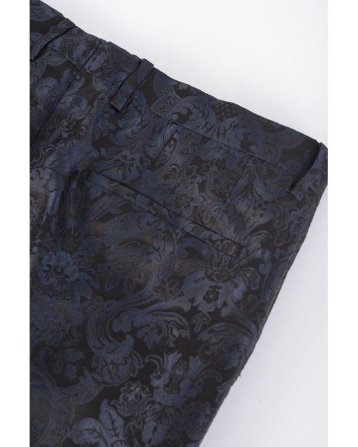 Dolce & Gabbana Blue Floral Jacquared Trousers for men