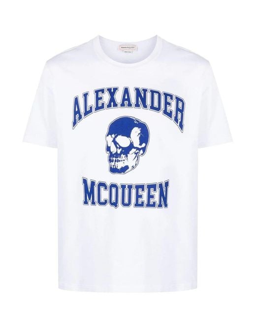 McQueen Blue Varsity Branding T Shirt for men