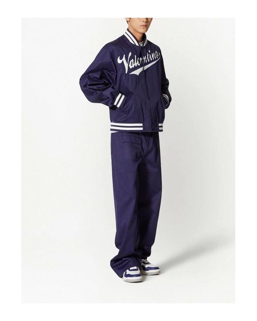 Valentino Blue Branded Bomber Jacket for men