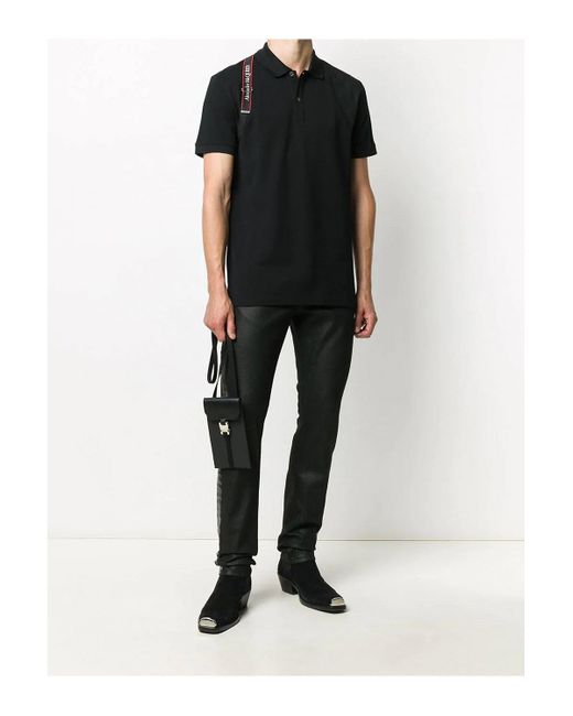 Alexander McQueen Black Logo Tape Polo Shirt for men