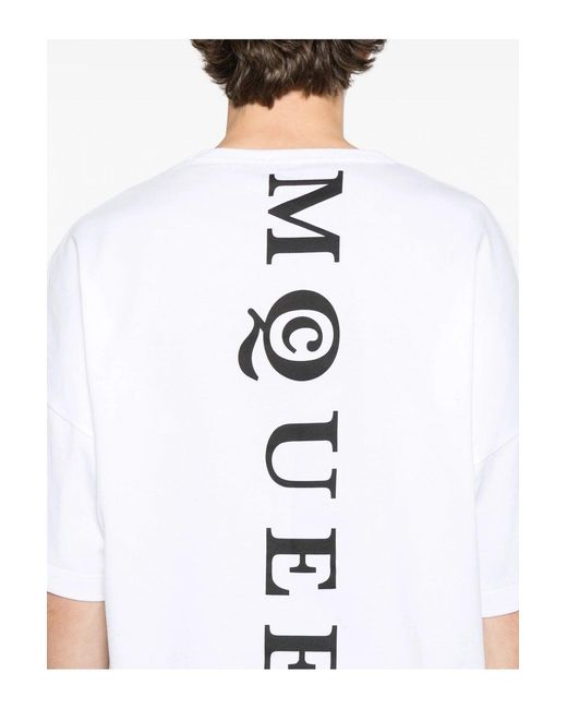 McQueen White Exploded Logo Over Fit T Shirt for men