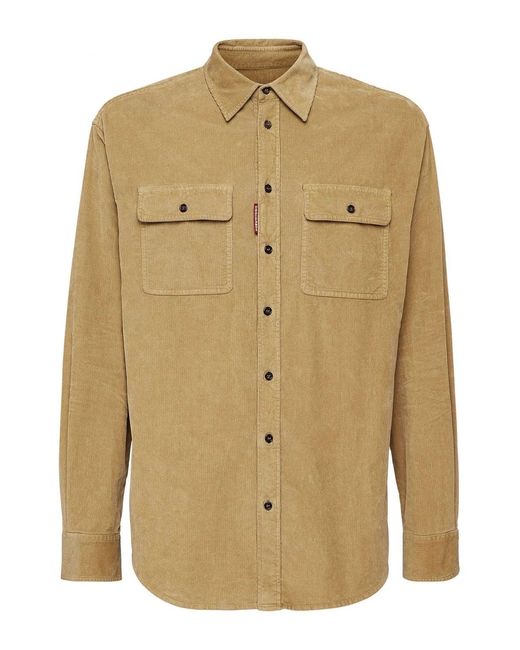 DSquared² Natural Corduroy Patch Pockets Shirt for men